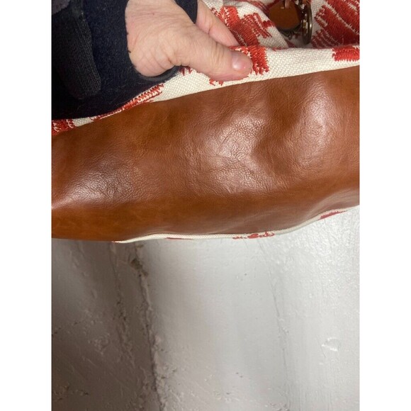 LUCKY BRAND WOMENS BRAIDED HANDLE COTTON ORANGE TOTE 20 X 10 NEW - Picture 5 of 6